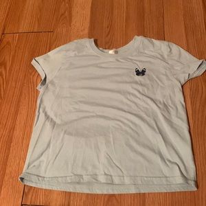 Blue butterfly cropped t-shirt